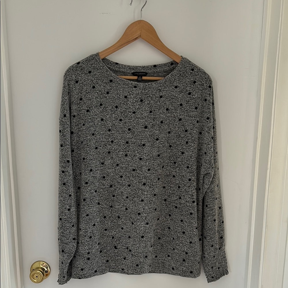 Lucky Brand Gray and Black Crew Neck Sweater